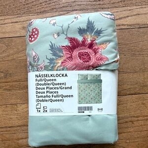 IKEA NÄSSLEKLOCKA Duvet Cover - Green and Pink Floral